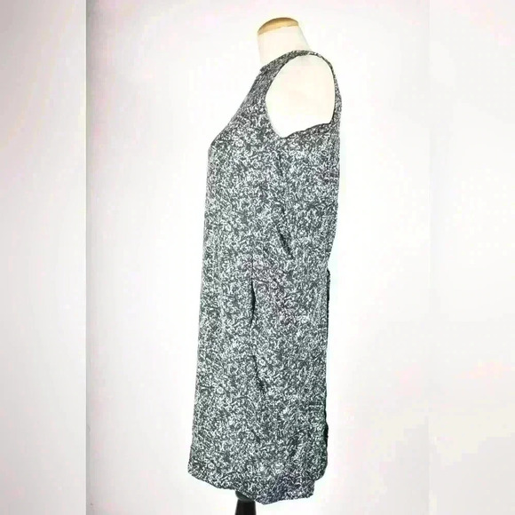 COS Teal White Black Pleated Vented Viscose Sleeveless Shift Tunic Dress  4US - Picture 3 of 11